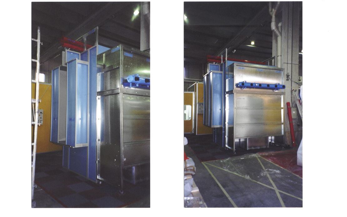 Painting manual or automatic booths for dust paints