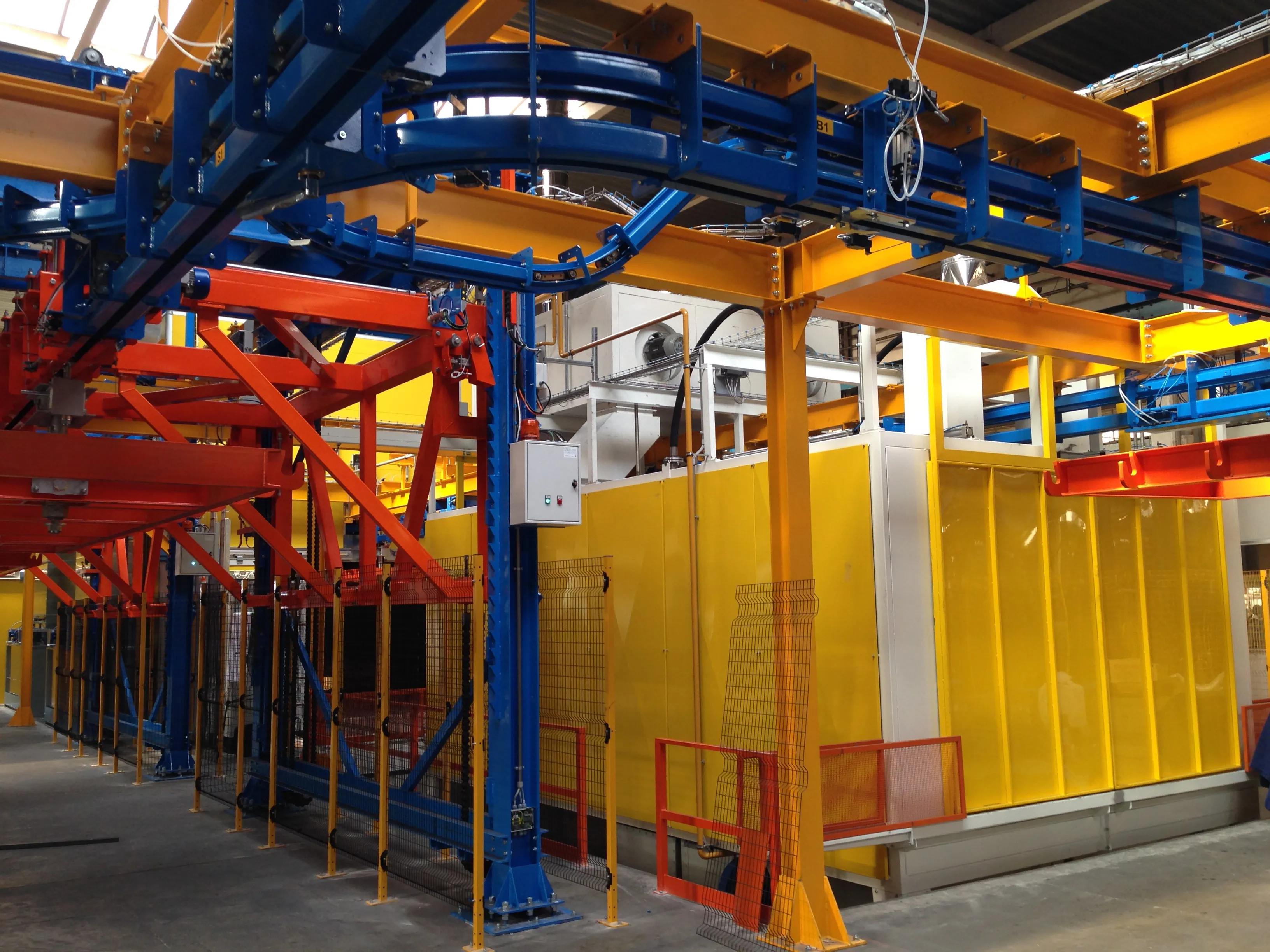 Impianti di verniciatura industriali automatici con convogliatori aerei o a terra 